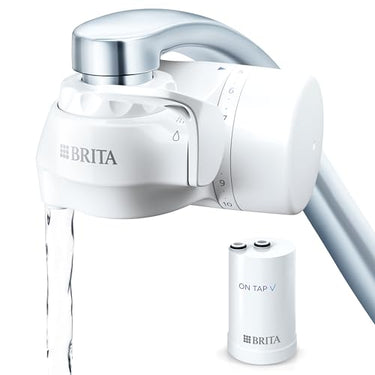 BRITA ON TAP V Wasserfiltersystem, inklusive 1 Kartusche: Nachhaltiges und gut schmeckendes Wasser direkt aus dem Wasserhahn, reduziert Mikropartikel, PFAS, Metalle und geschmacksbeeinflussende im Sale